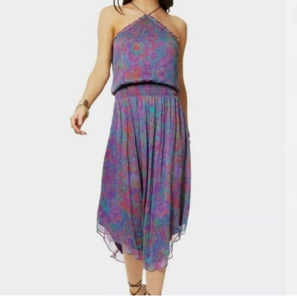 Ramy Brook Chloe Midi Dress in Botanic Print Boysenberry - XL